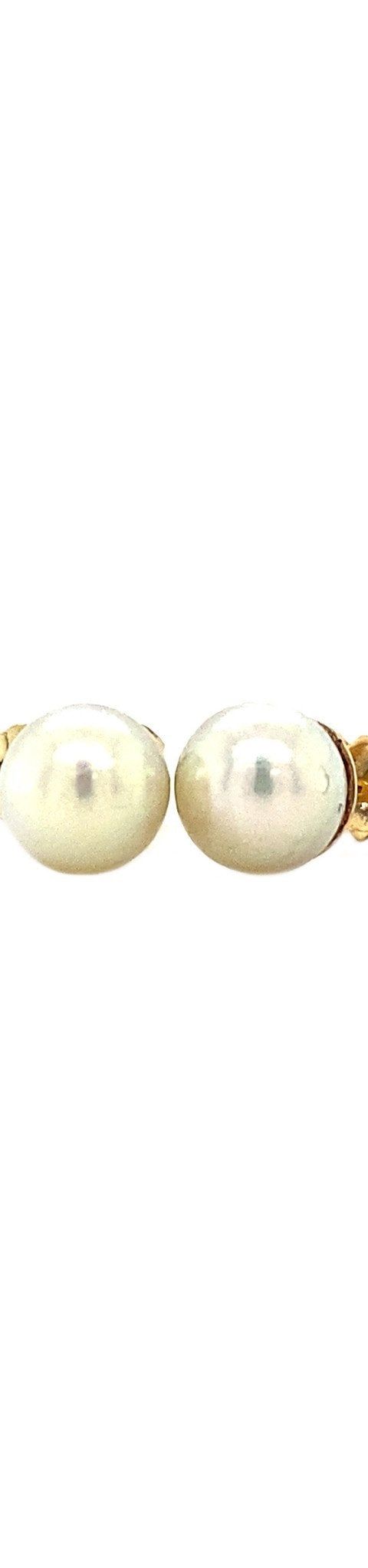 Vintage 14K Gold Stud Earrings with Pearl